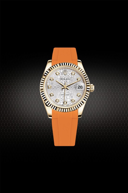 vagenari维瑞亚橡胶表带适用于劳力士女款日志31mm表径三板带