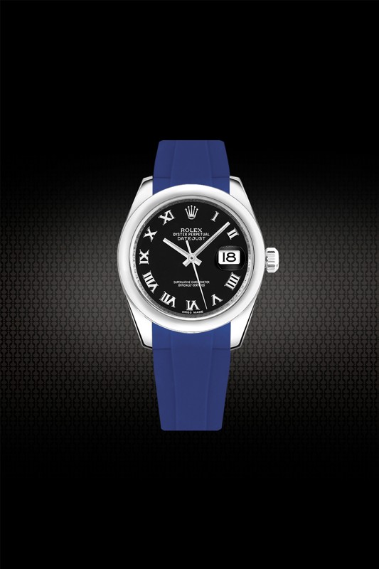 vagenari维瑞亚橡胶表带适用于劳力士女款日志31mm表径三板带