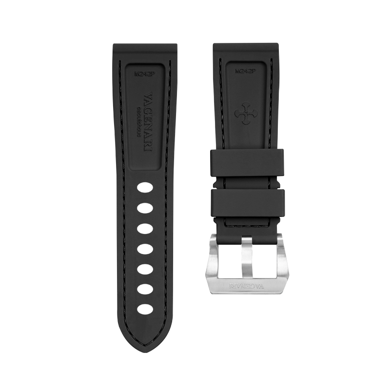 维瑞亚VAGENARI仿鳄鱼皮纹路橡胶表带适用于沛纳海Luminor 44mm